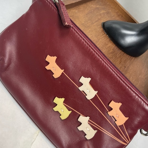 RADLEY LONDON MINI BAG LEATHER BURGUNDY SCOTTISH DOGS LIMITED EDITION KAWAII - Picture 12 of 16